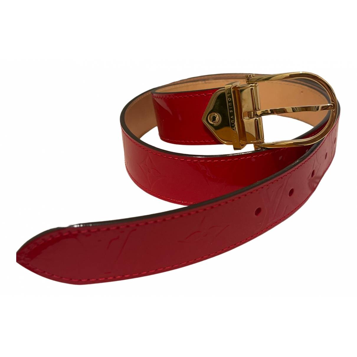Patent leather belt Louis Vuitton Red size 90 cm in Patent leather