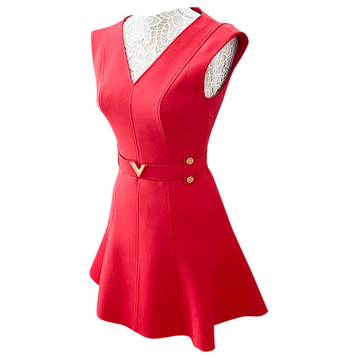 Wool mini dress Louis Vuitton Red size S International in Wool - 26889911