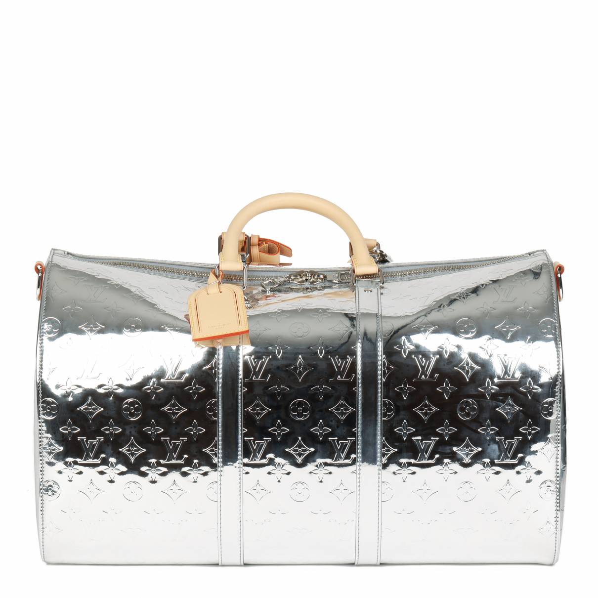 Keepall cloth travel bag Louis Vuitton Silver in Cloth - 25349920
