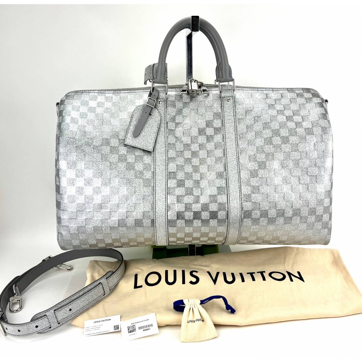 Louis Vuitton Keepall 50B Glitter Silver in Cowhide Leather with  Silver-tone - US