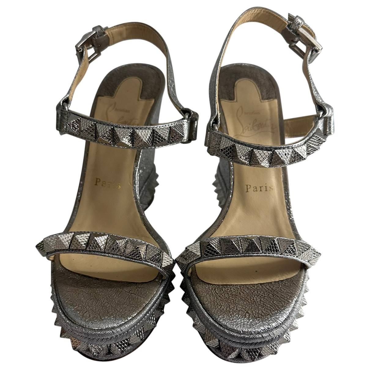 Cataclou leather sandal Christian Louboutin Silver size 38 EU in