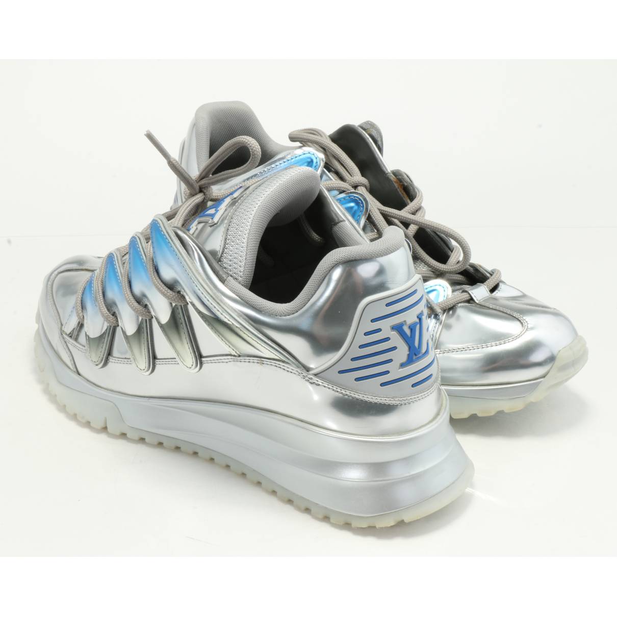 Leather trainers Louis Vuitton Silver size 8.5 US in Leather - 27477706