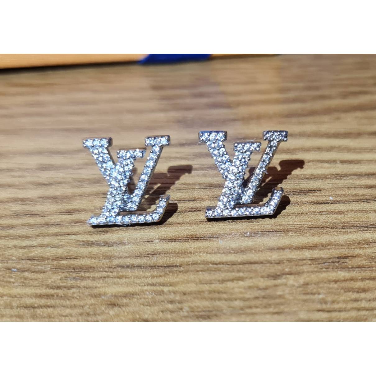 LOUIS VUITTON Crystal LV Iconic Earrings Silver 1216701