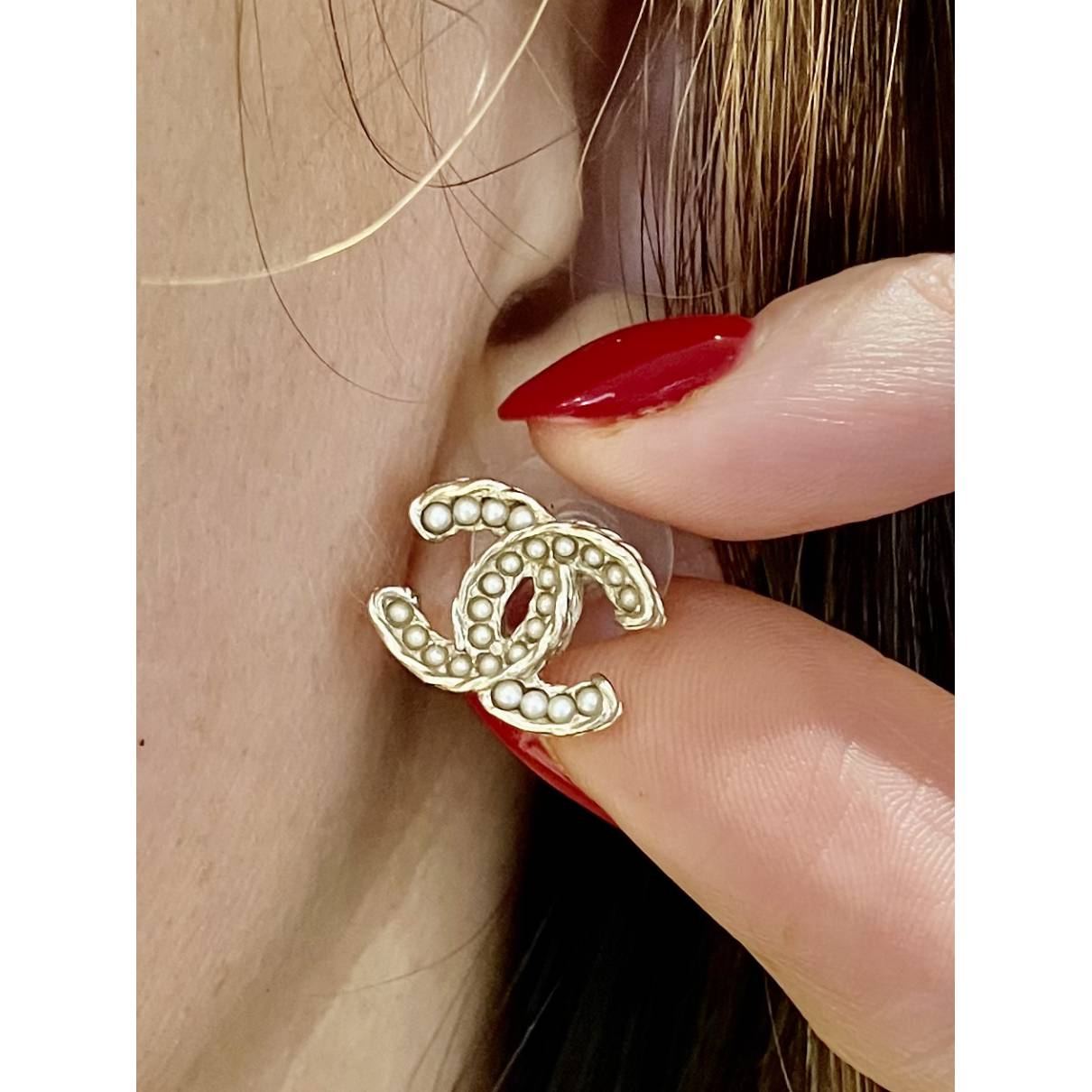 Cc silver earrings Chanel Silver in Silver - 31627207
