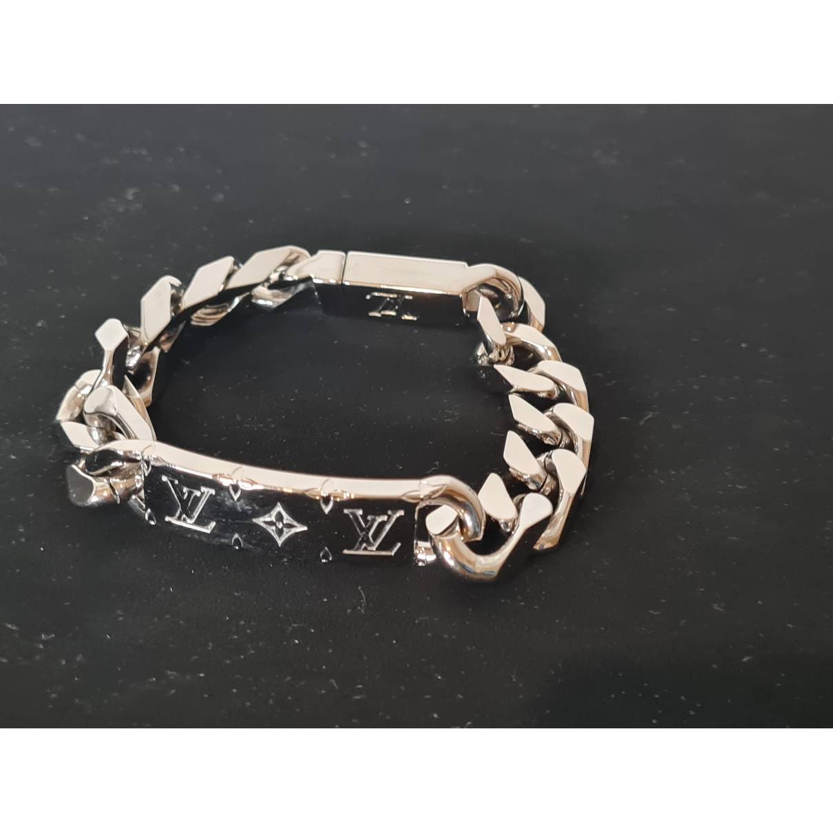 Louis Vuitton Monogram Chain Bracelet M00269 Silver Metal Ladies