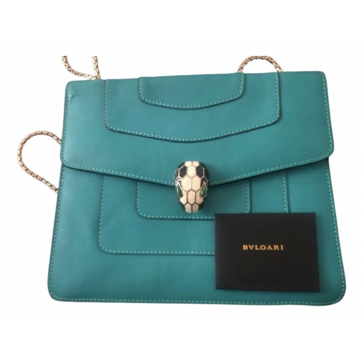 Serpenti leather handbag Bvlgari Turquoise in Leather - 22565580