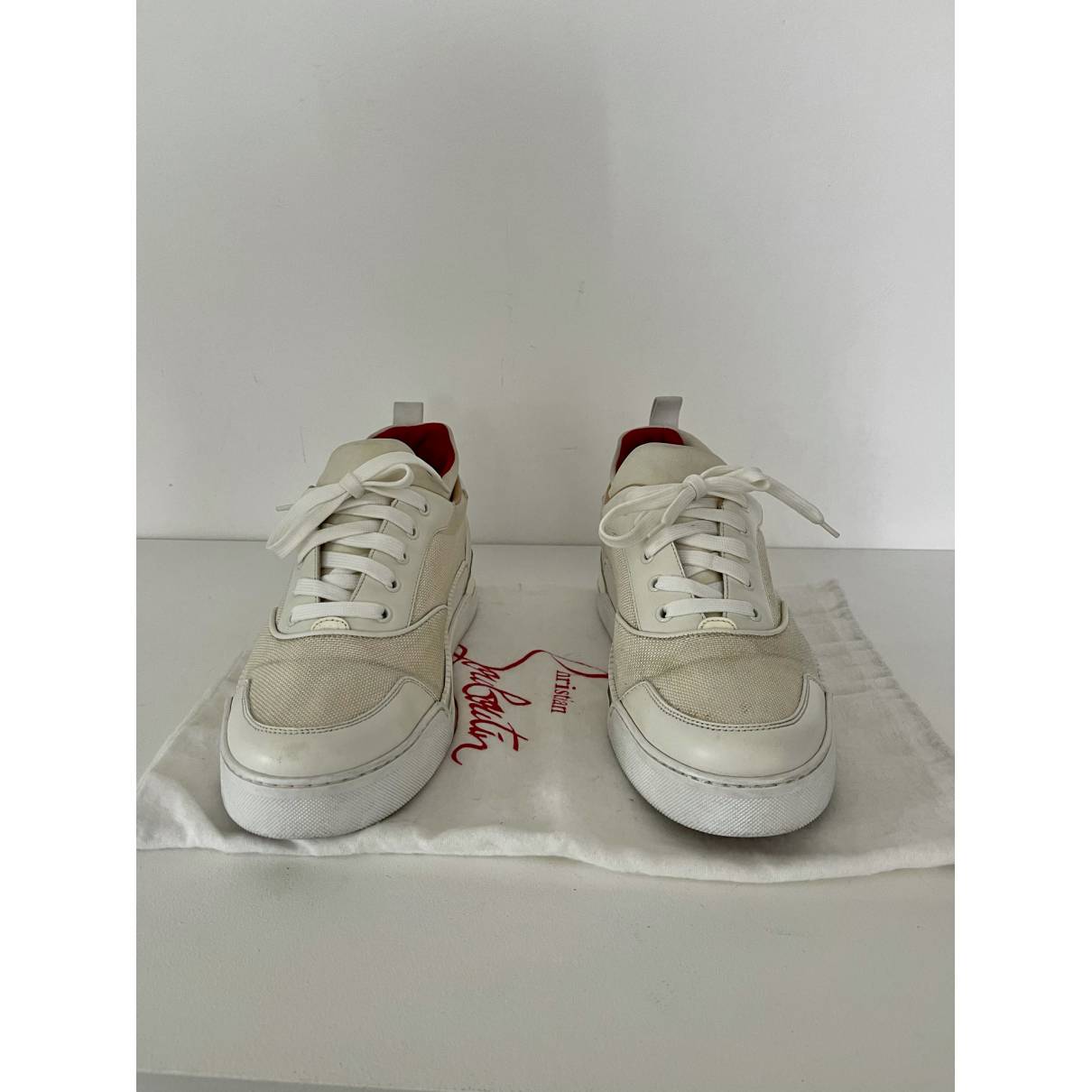 Aurelien leather low trainers Christian Louboutin White size 42.5 EU in Leather -