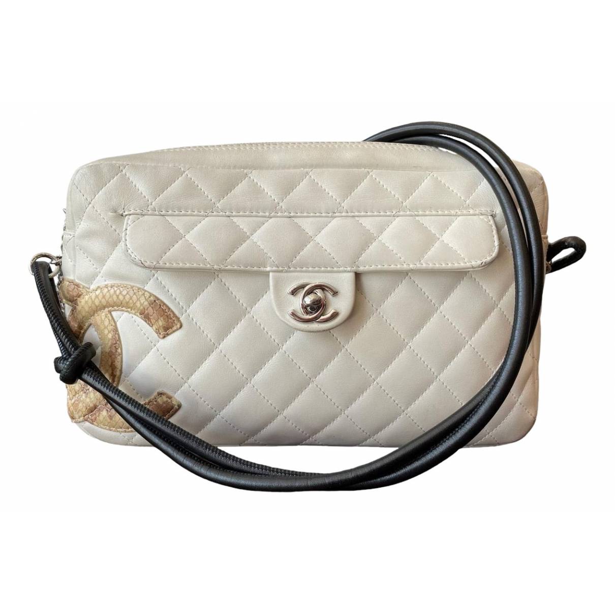 Camera leather handbag Chanel White in Leather - 33113301