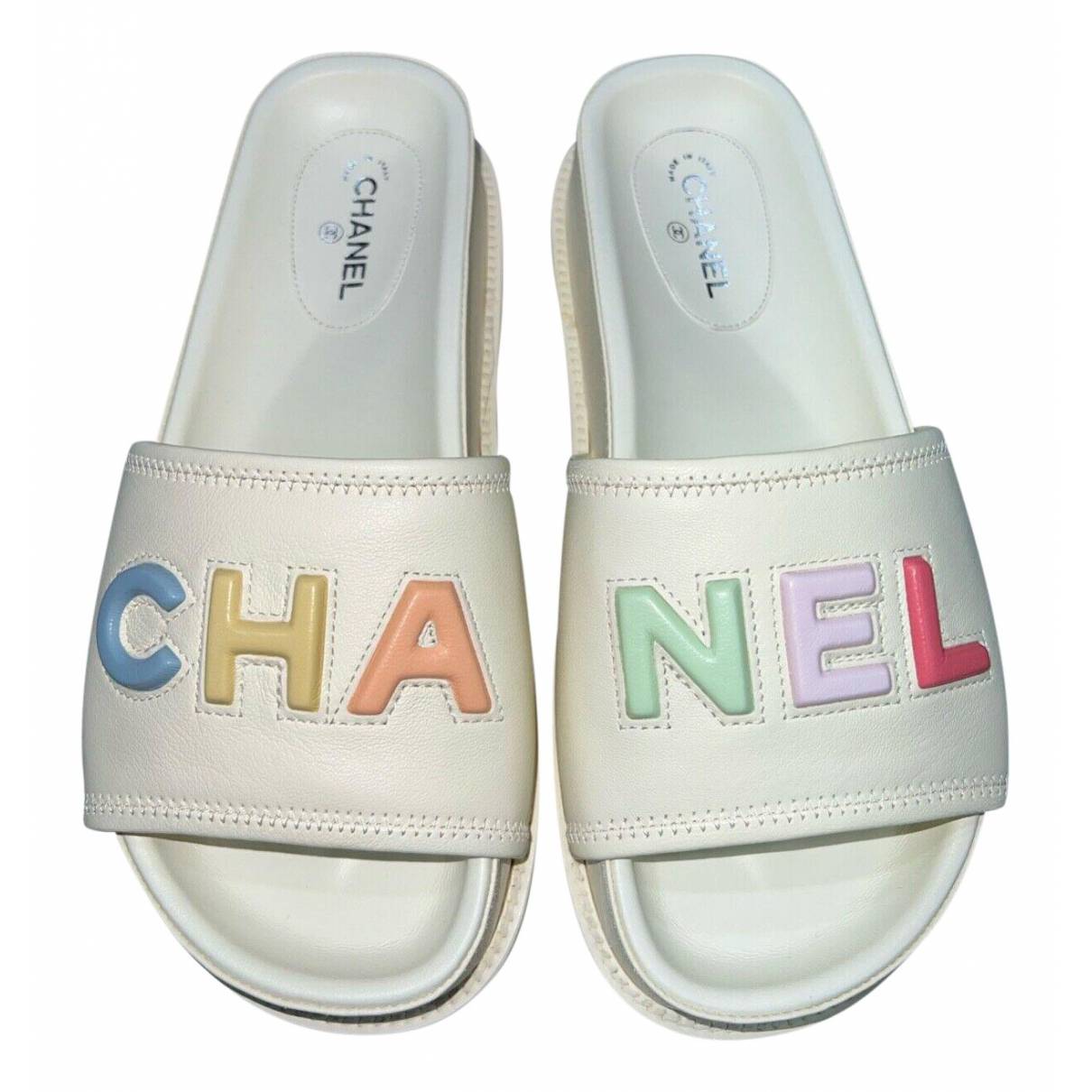 Leather mules Chanel White size 41.5 EU in Leather - 25278715