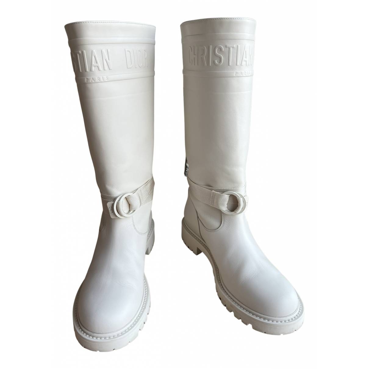 D-major cloth boots Dior Beige size 40.5 EU in Cloth - 35788612