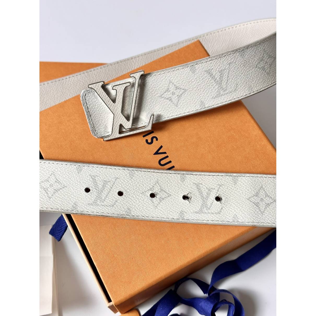 Louis Vuitton White Multicolore Monogram Canvas Studded LV Initiales Belt  80CM Louis Vuitton