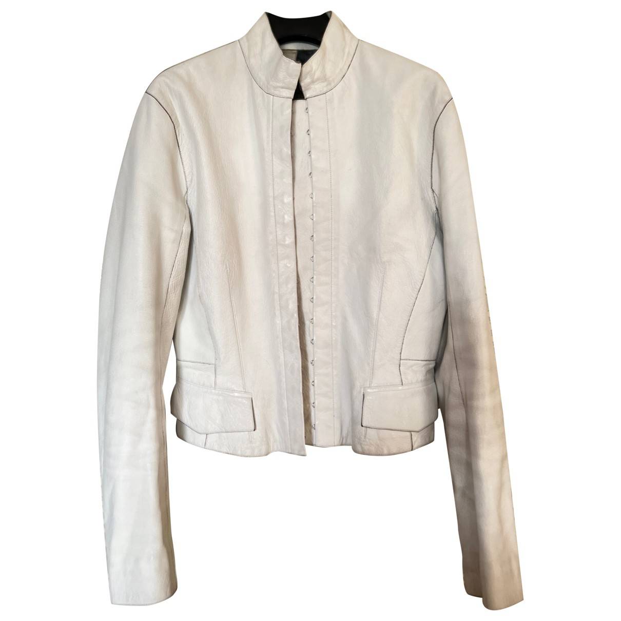 Louis Vuitton LV x YK Flowers Sleeveless Leather Jacket, White, 40