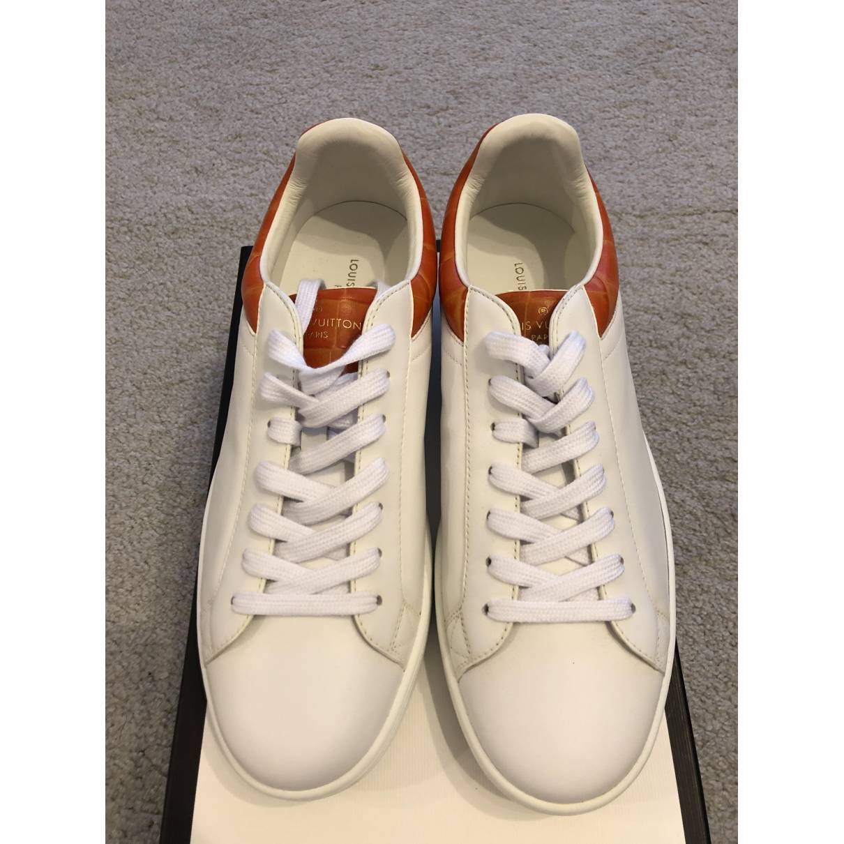 Luxembourg leather low trainers Louis Vuitton White size 41 EU in