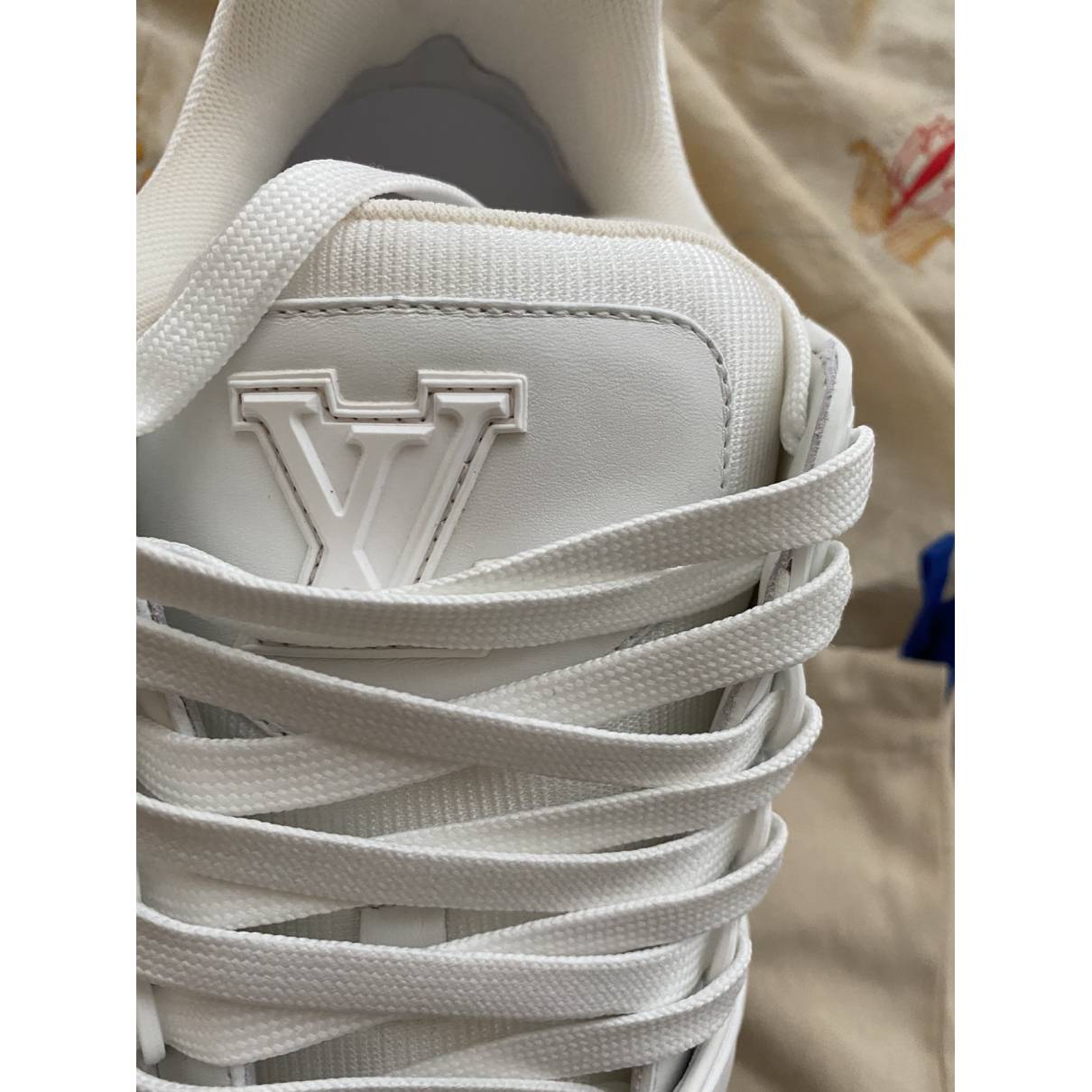Lv trainer leather high trainers Louis Vuitton White size 7.5 UK in Leather  - 32994389