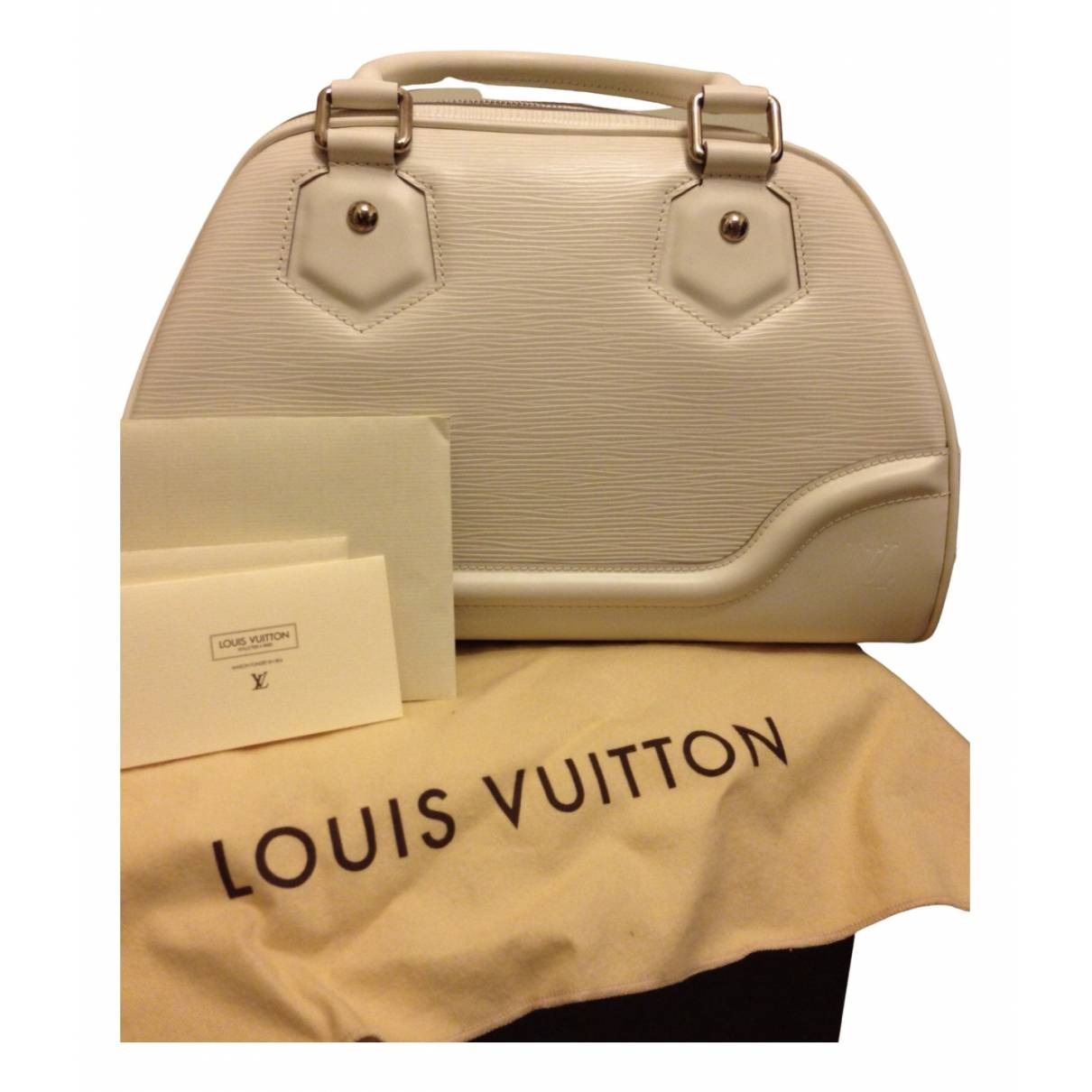 Montaigne vintage leather bowling bag Louis Vuitton White in Leather -  22366468