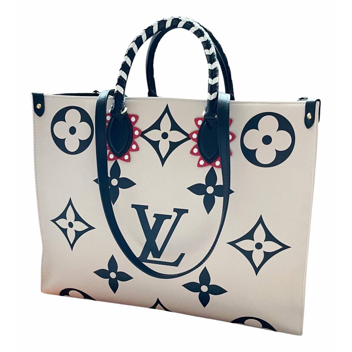 Louis Vuitton Monogram Giant Crafty Onthego GM Cream Red Tote Shoulder  Handbag