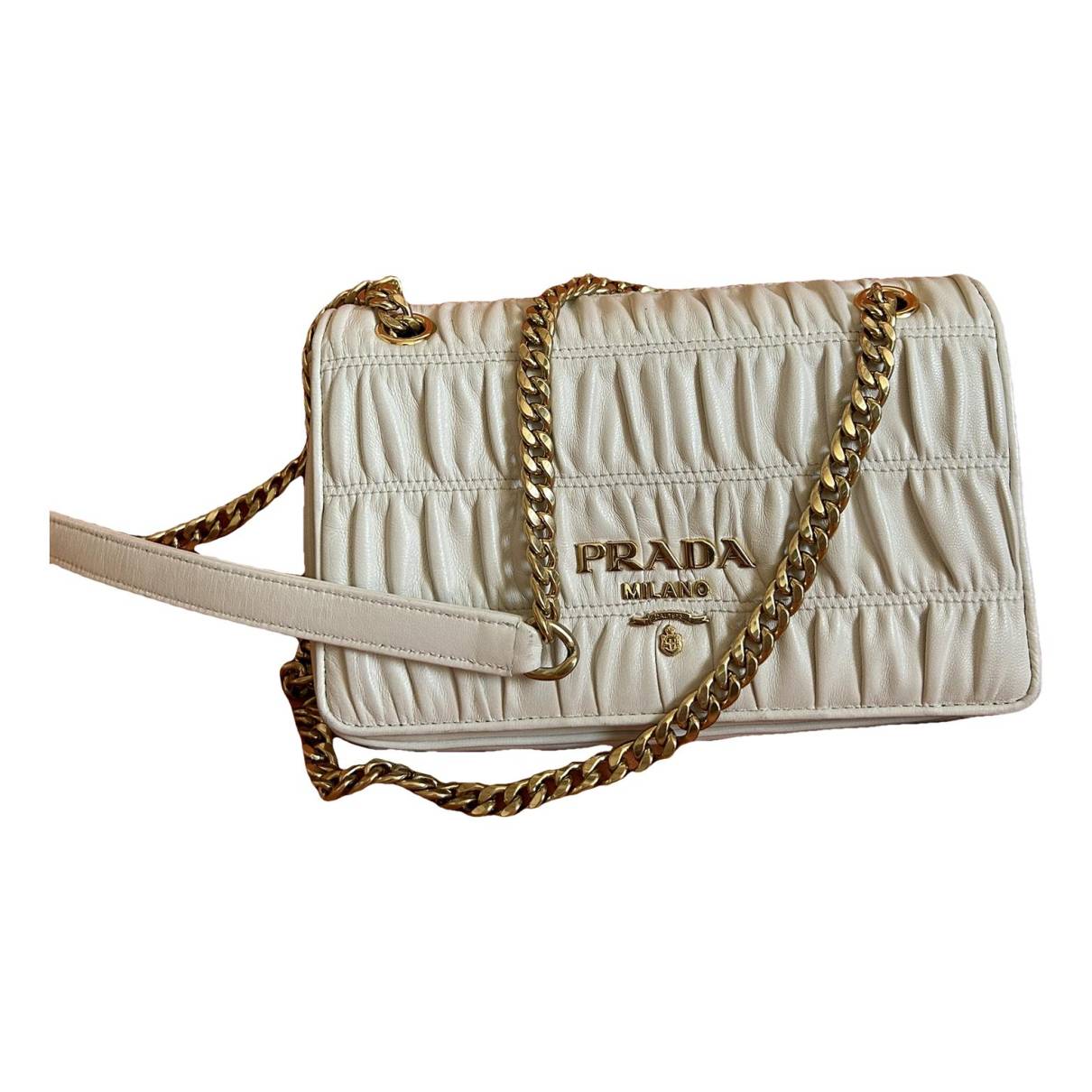Leather clutch bag Prada White in Leather - 35437400
