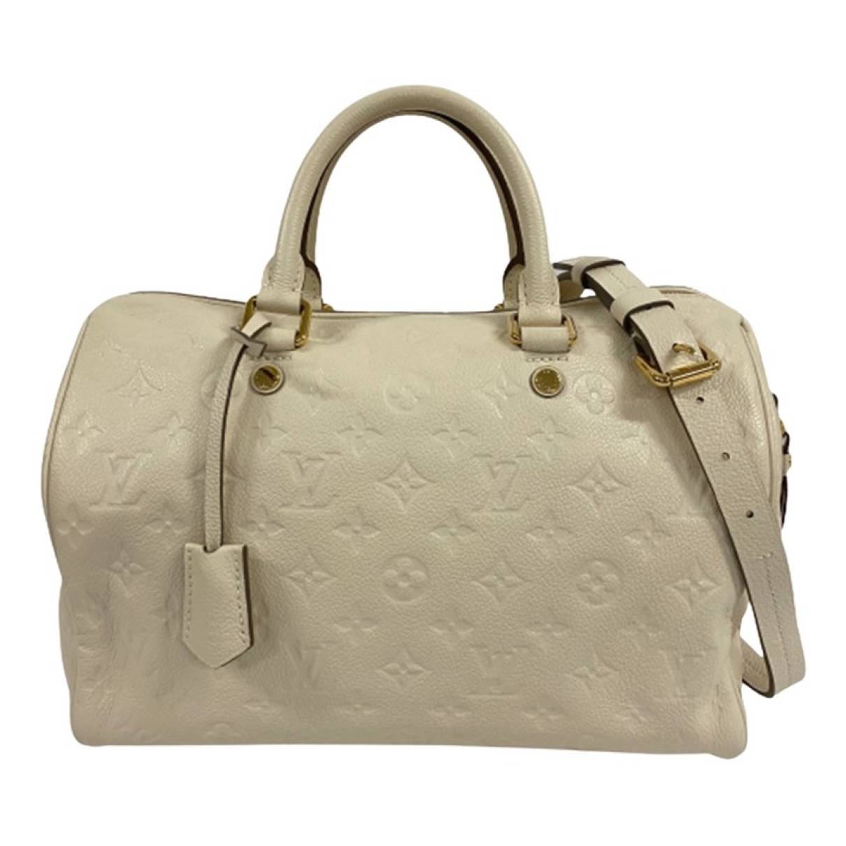 Speedy bandoulière leather handbag Louis Vuitton White in Leather - 32619787