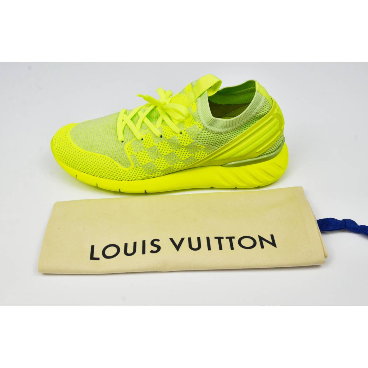 Fastlane cloth low trainers Louis Vuitton Yellow size 7.5 UK in Cloth -  30085340