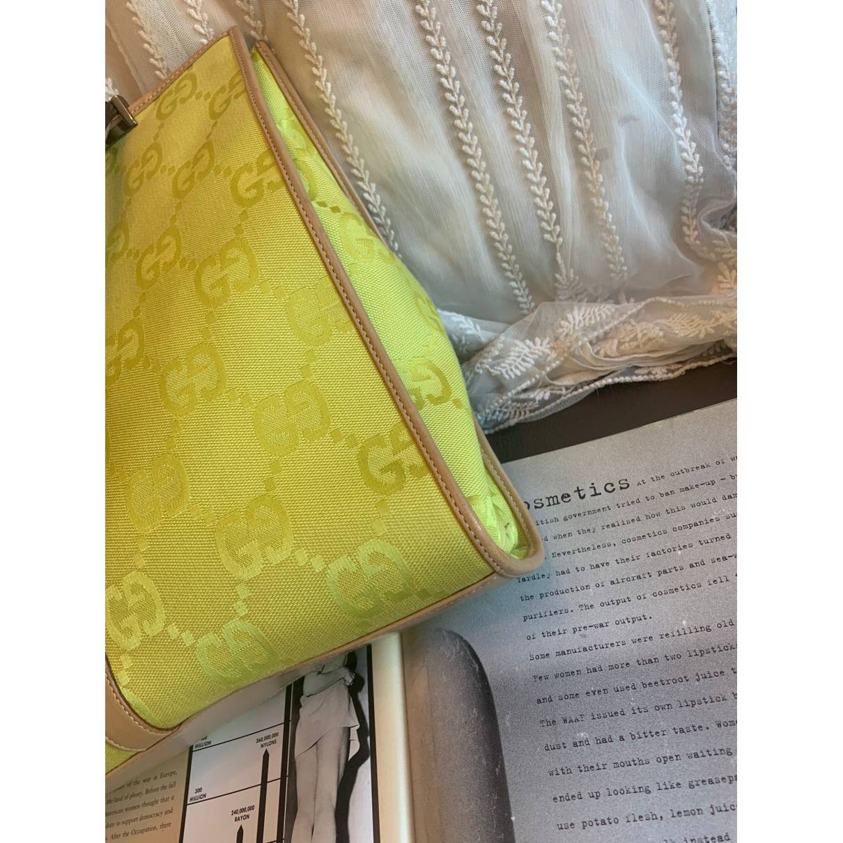 Jackie vintage cloth tote Gucci Yellow in Cloth - 18761727