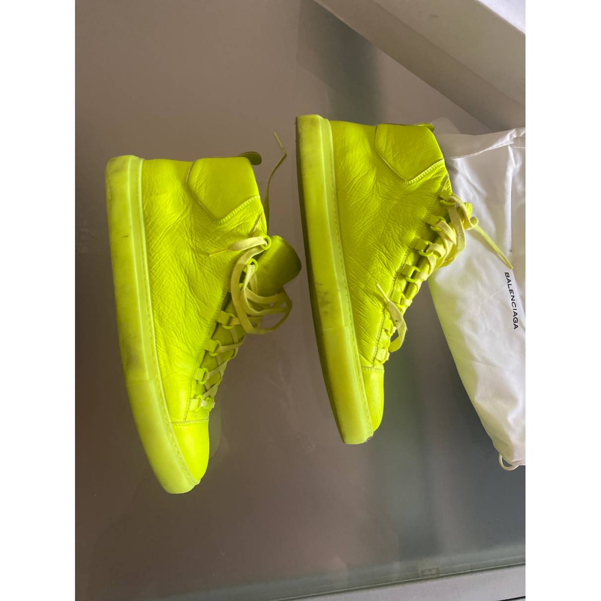 Cyclops tilbagebetaling selvbiografi Arena leather high trainers Balenciaga Yellow size 45 EU in Leather -  25751584