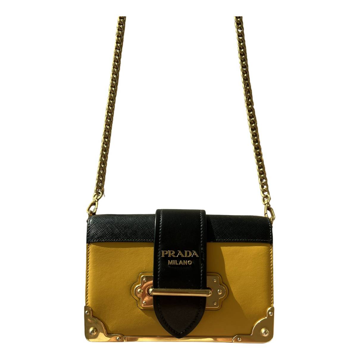 Cahier leather crossbody bag Prada Yellow in Leather - 29595144