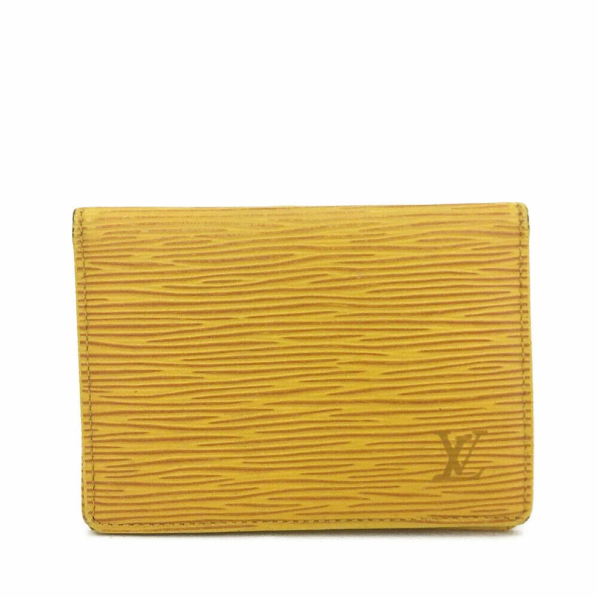 Auth LOUIS VUITTON LV Yellow Epi Leather Wallet w/Coin Case Purse Vintage  France