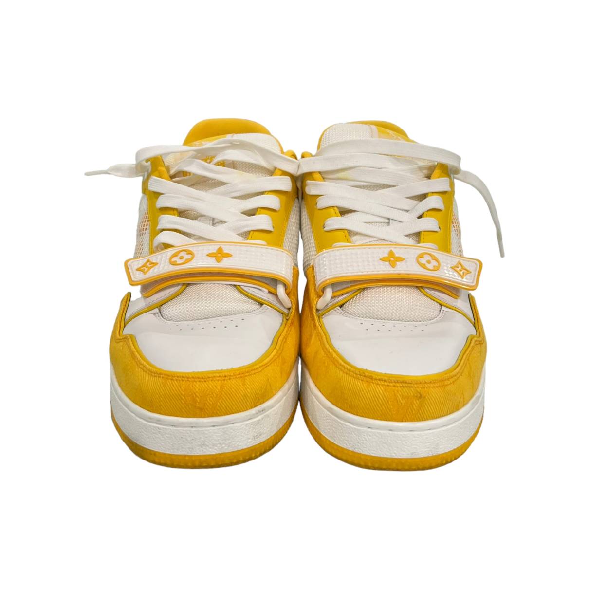 Lv trainer leather low trainers Louis Vuitton Yellow size 6 UK in Leather -  34372527