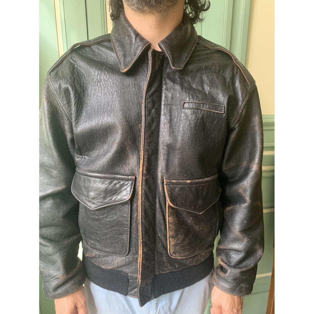 Leather jacket Avirex Brown size S International in Leather - 26612526