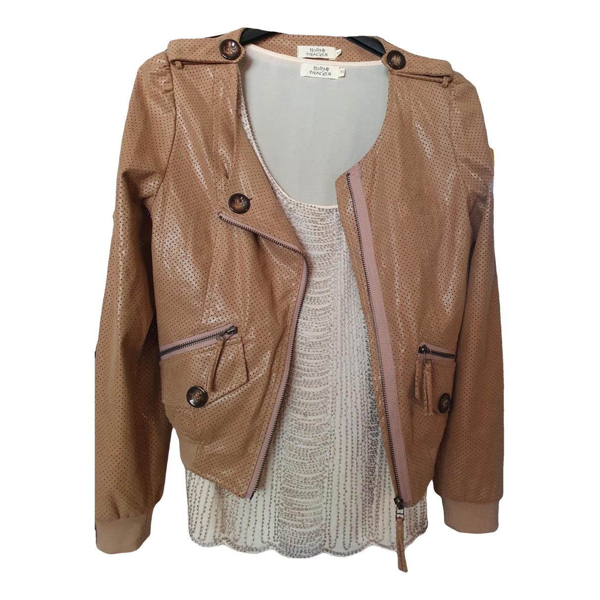 Leather biker jacket Freaky nation Brown size L International in Leather -  27924044