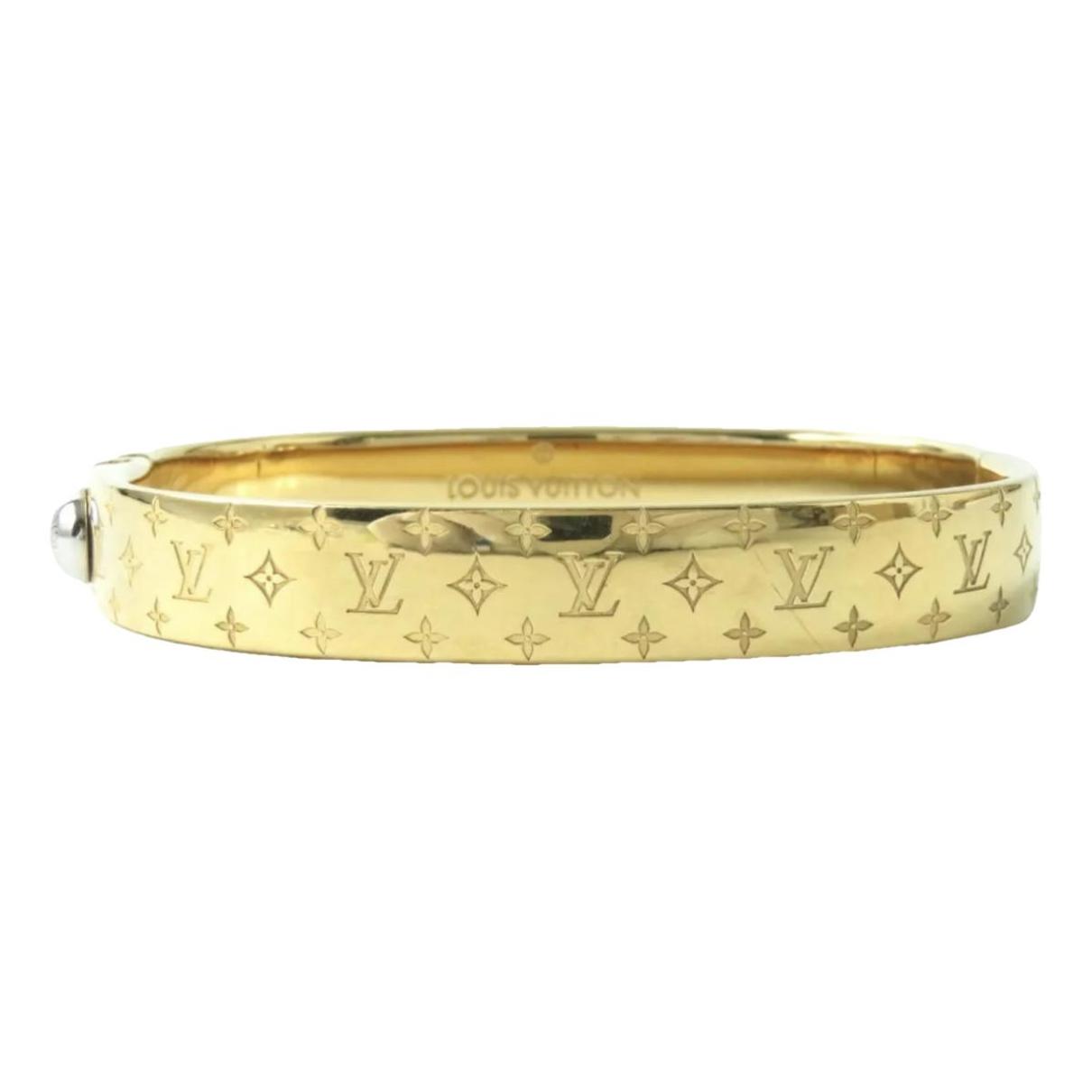 Louis Vuitton Gold Tone Nanogram Cuff Bracelet