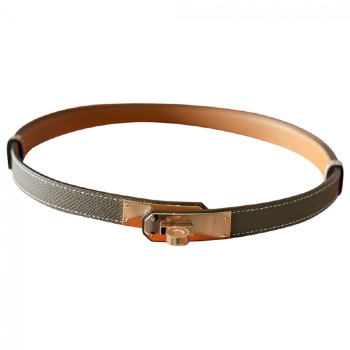 Hermès - Authenticated Kelly Belt - Leather Grey Plain for Women, Never Worn, with Tag