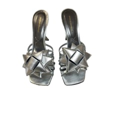 Silver Leather Mules & Clogs