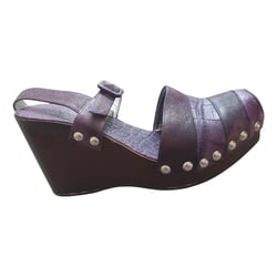 Burgundy Leather Mules & Clogs
