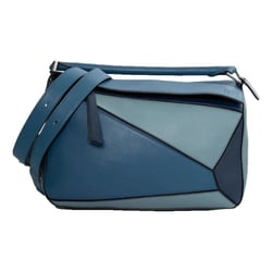 Blue Puzzle Leather Handbag