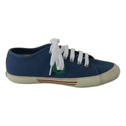 Blue Leather Low Trainers
