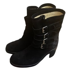 Black Leather Buckled Boots