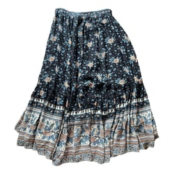 Blue Silk Maxi Skirt