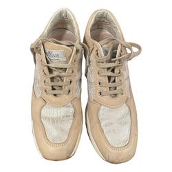 Beige Leather Trainers