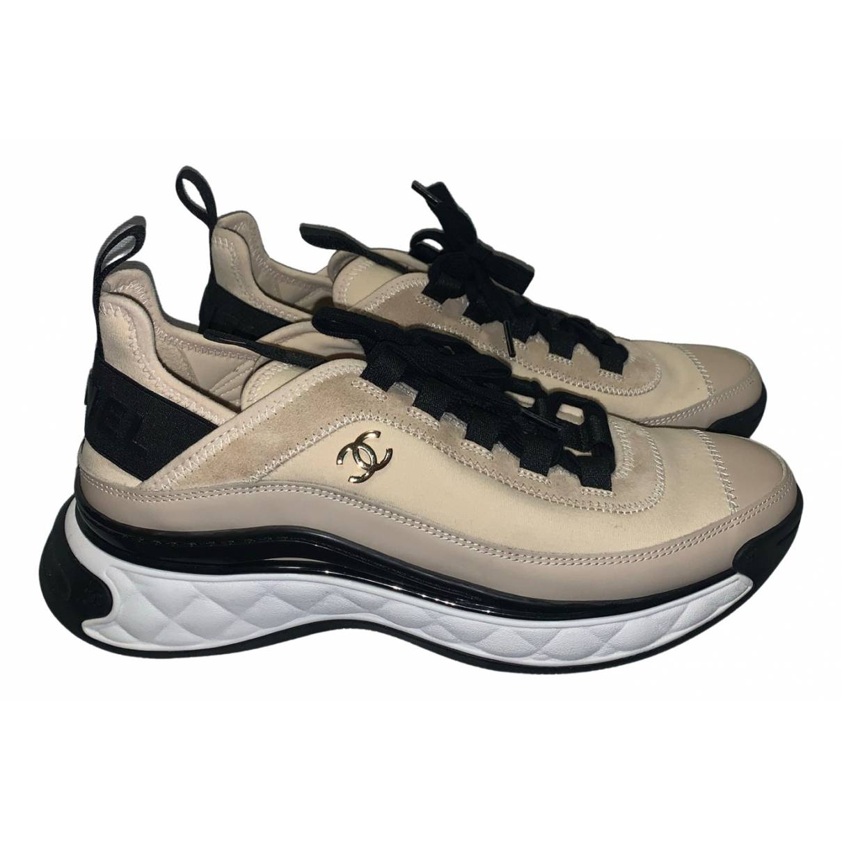 Cloth trainers Chanel Beige size 39.5 EU in Cloth - 19928122