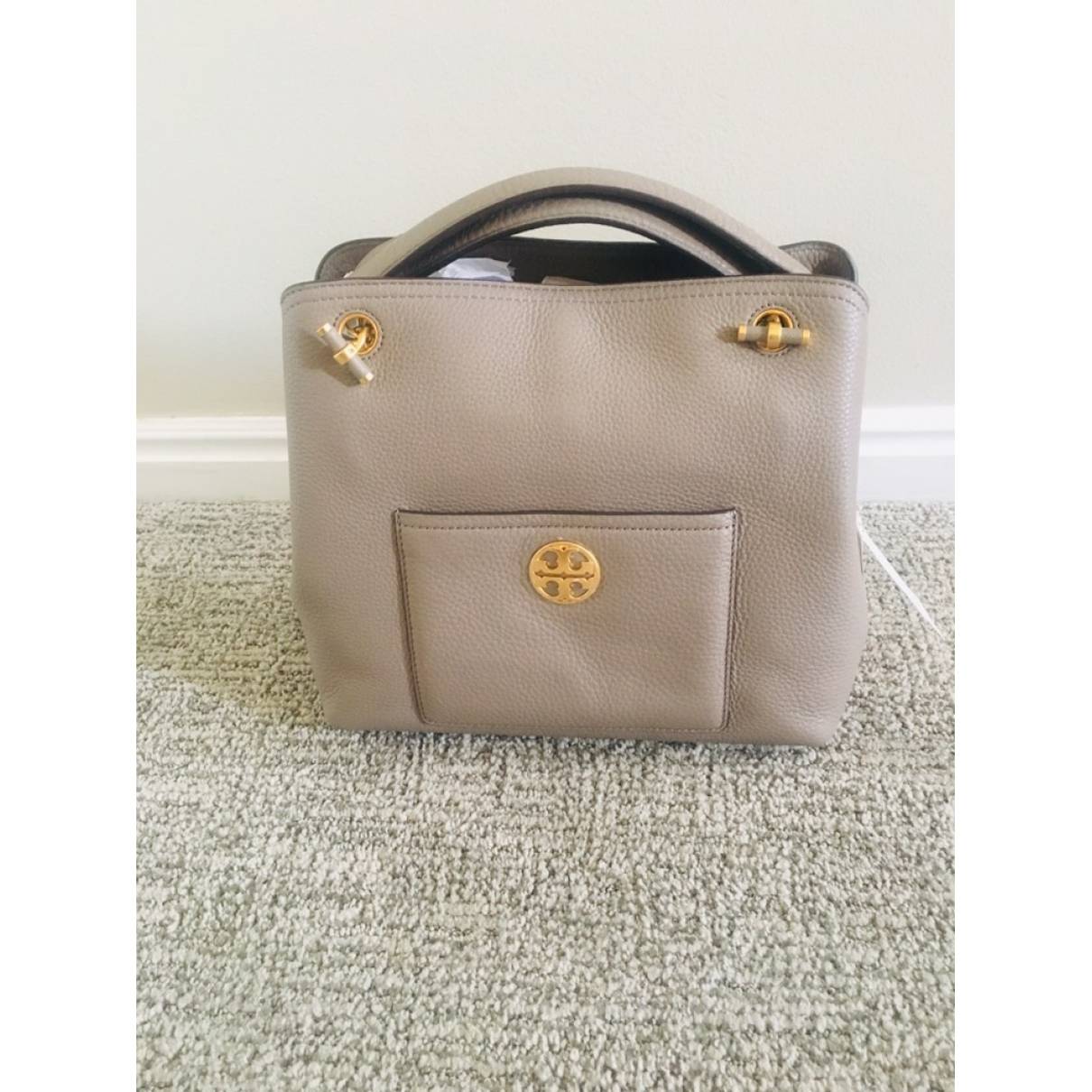 Leather tote Tory Burch Beige in Leather - 27411876