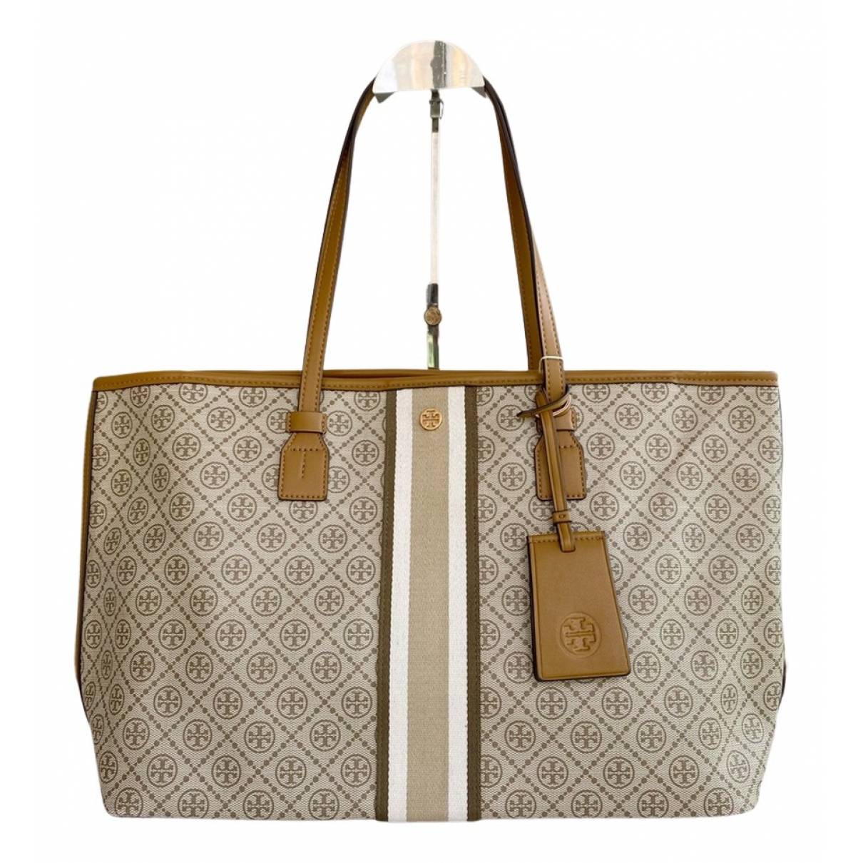 Leather tote Tory Burch Beige in Leather - 32537602