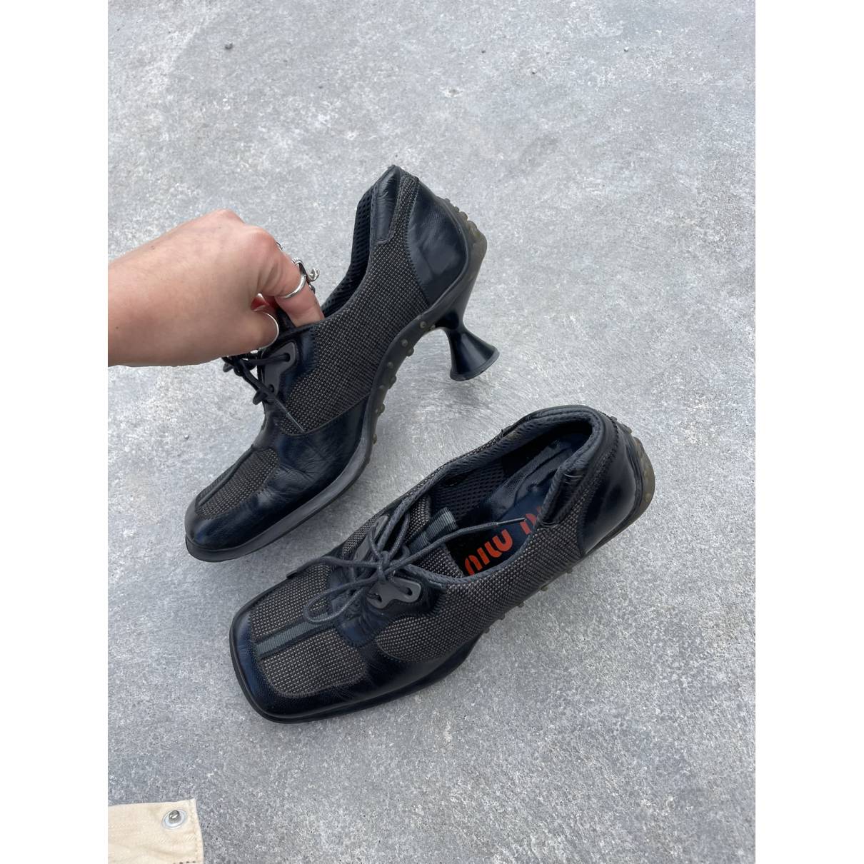 Cloth heels Miu Miu Black size 38 EU in Cloth - 32108814