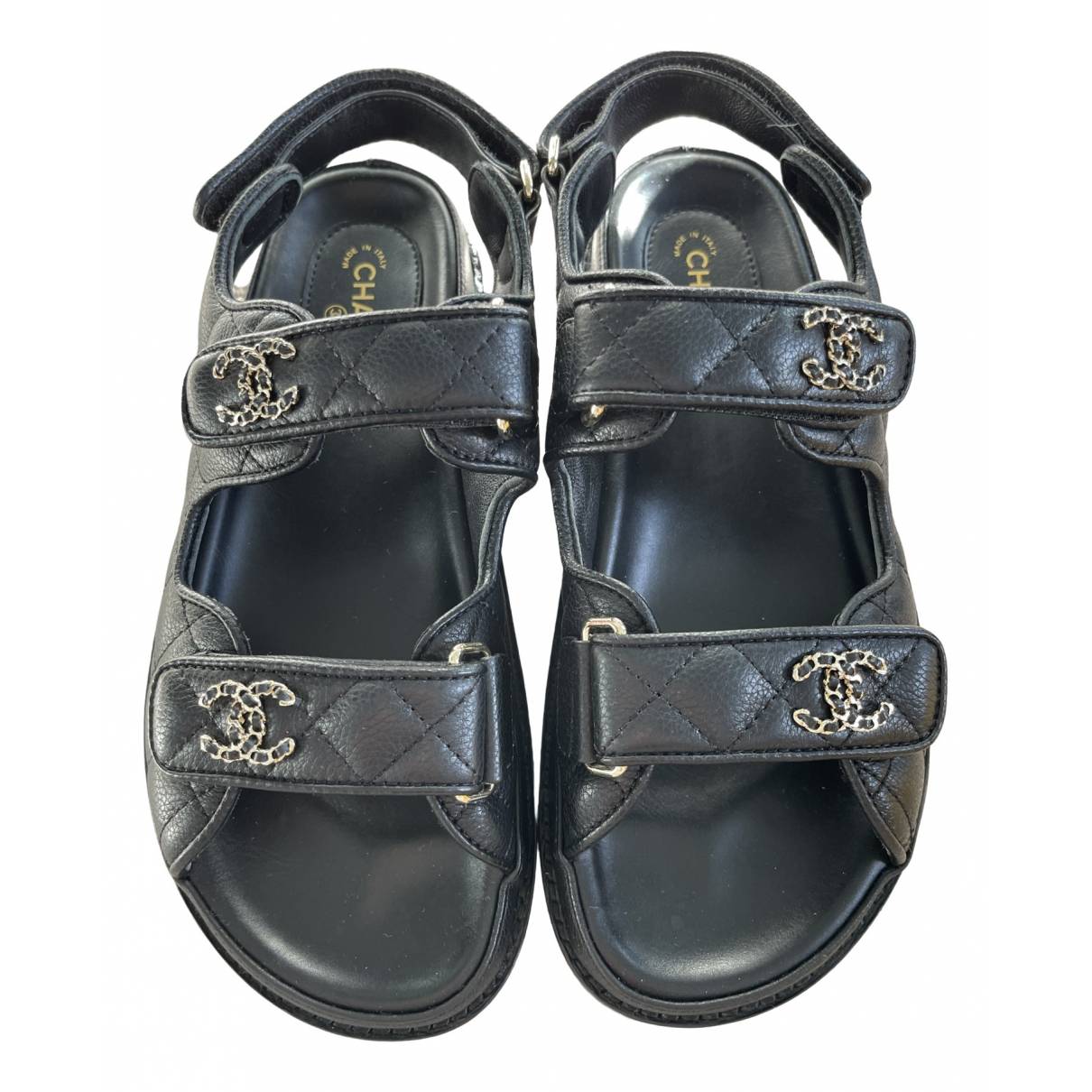 Dad sandals leather sandal Chanel Black size 39 EU in Leather - 24868595