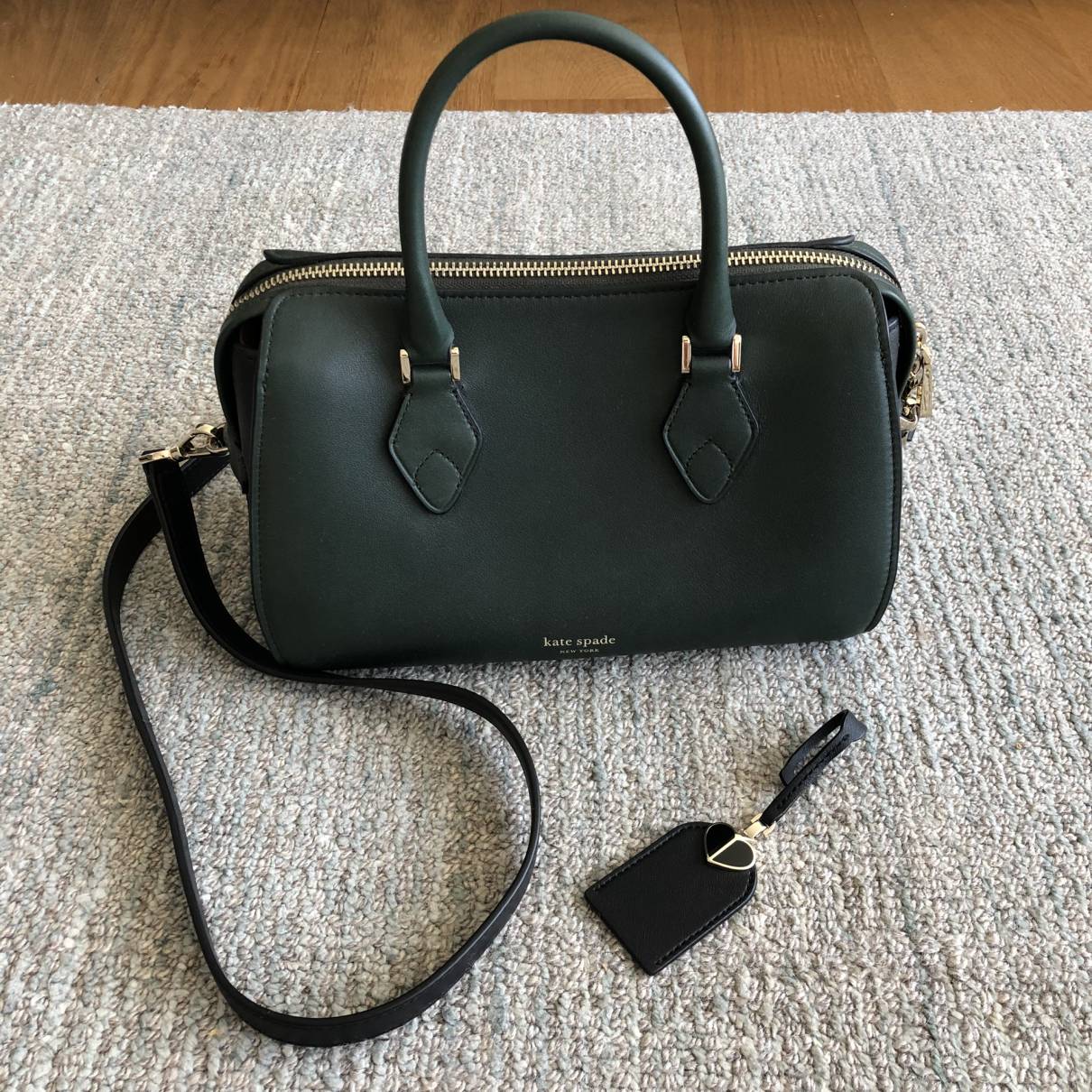 Leather bag charm Kate Spade Black in Leather - 25329805