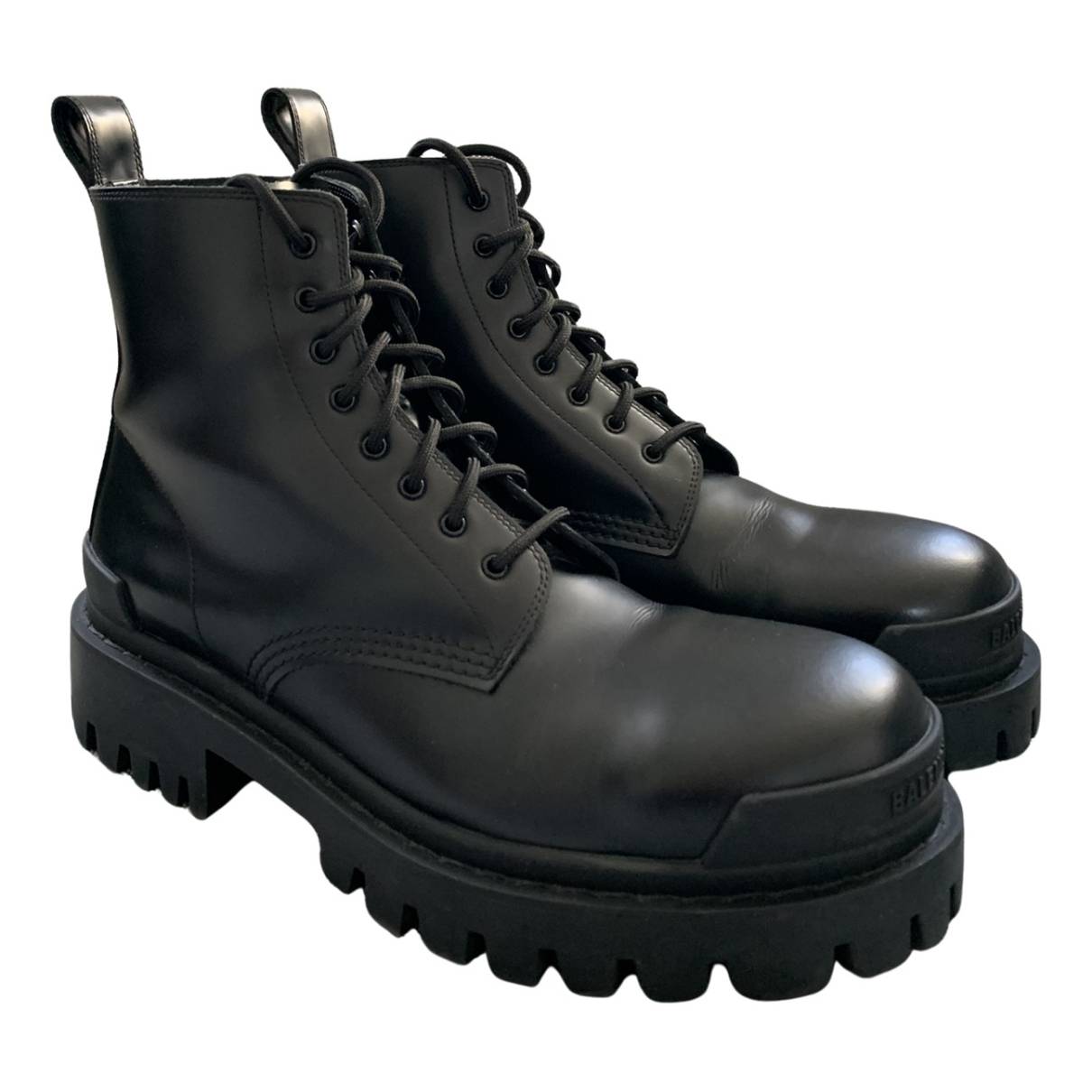 Strike leather boots Balenciaga Black size 41 EU in Leather - 29896486