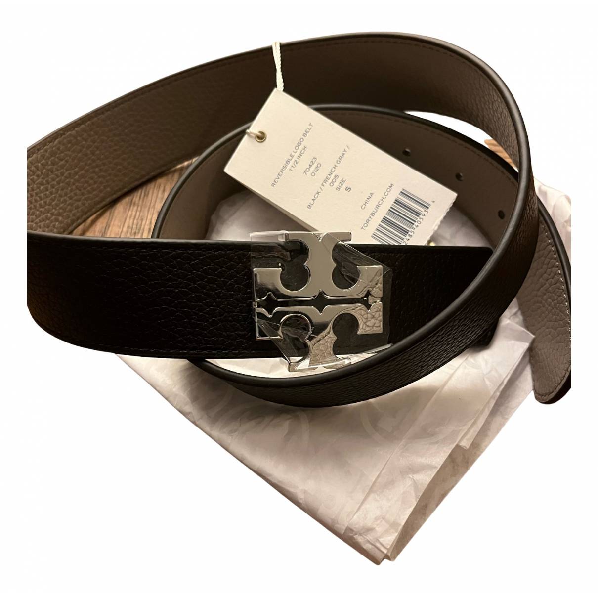 Leather belt Tory Burch Black size S International in Leather - 21025964