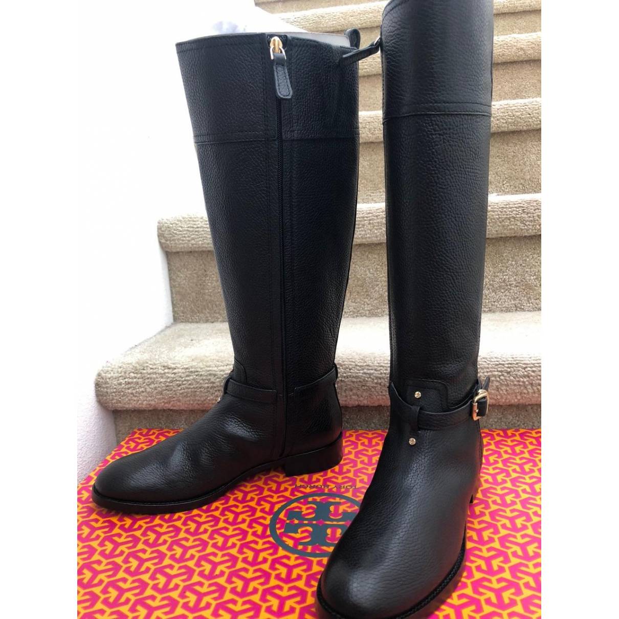 Leather riding boots Tory Burch Black size 6 US in Leather - 29474944