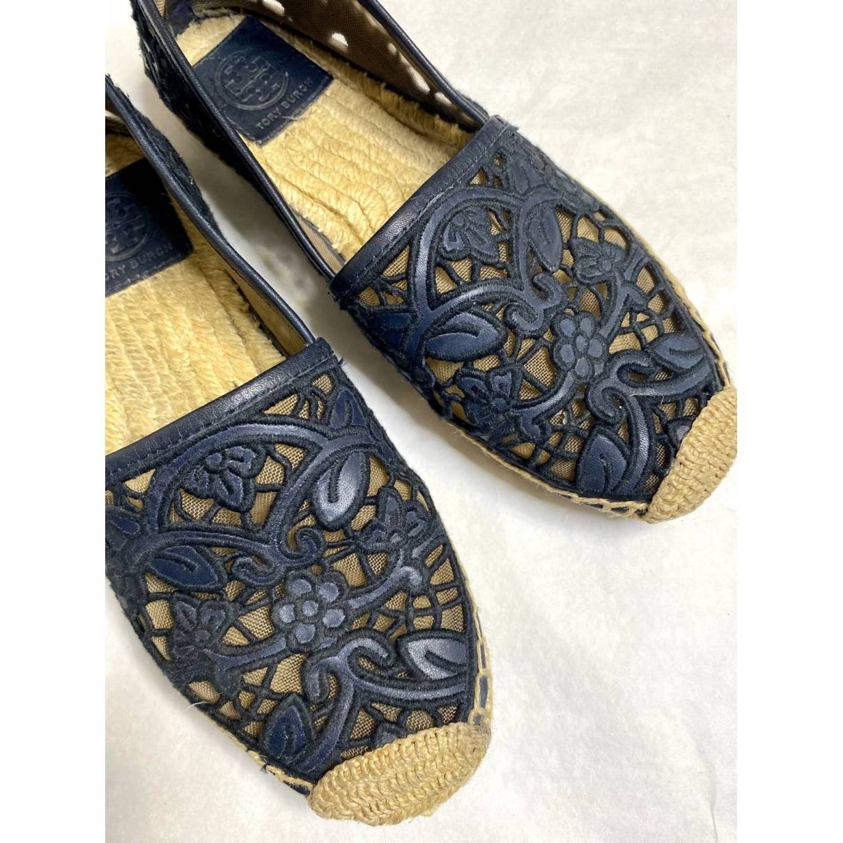 Leather espadrilles Tory Burch Black size 7 US in Leather - 26199077