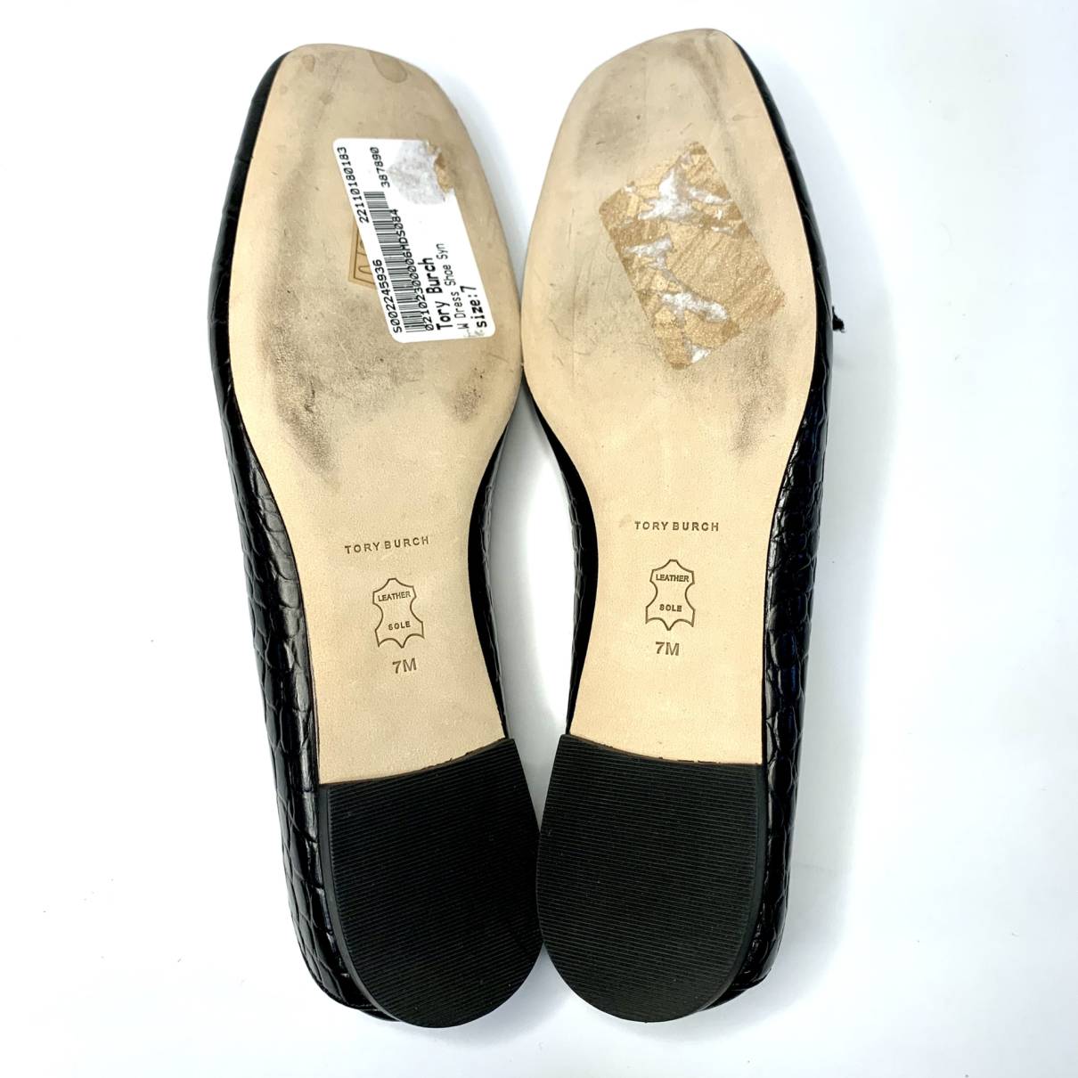 Leather flats Tory Burch Black size 7 US in Leather - 31119229